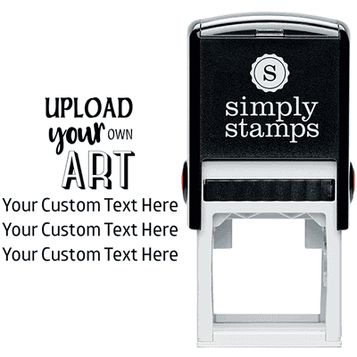 3 Line Custom Upload Art Top Rubber Stamp - alternate view