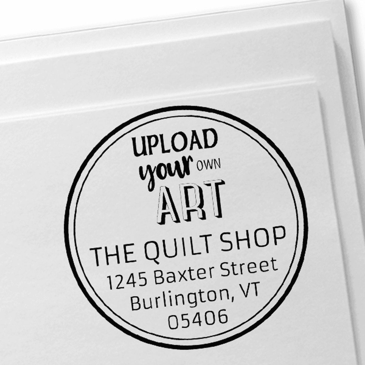 Custom Art Round Return Address Stamp Imprint Example