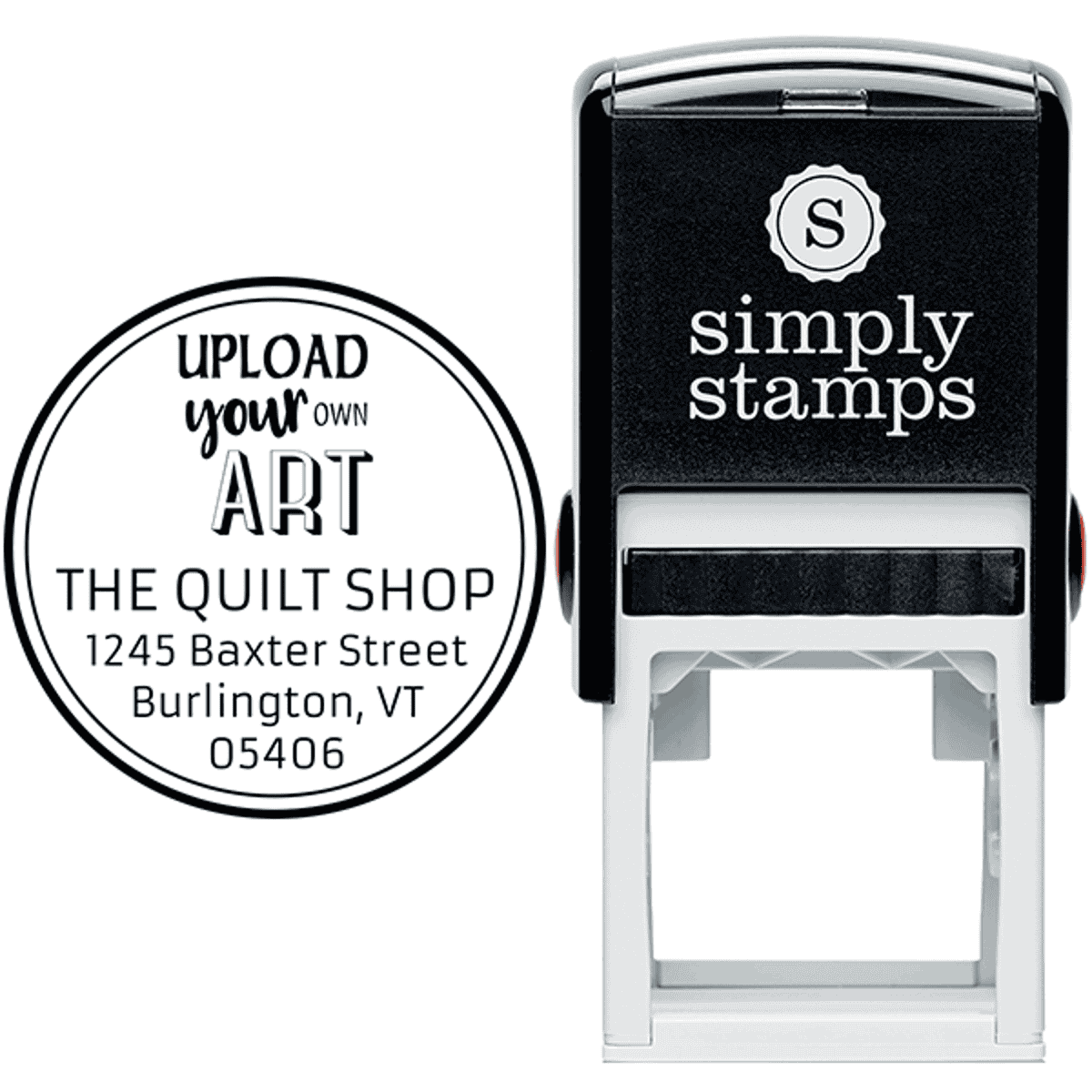Custom Art Round Return Address Stamp Body and Design