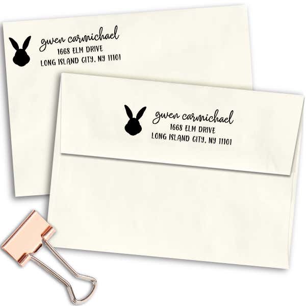 Bunny Rabbit Custom Animal Return Address Stamp Imprint Example