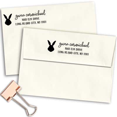 Bunny Rabbit Custom Animal Return Address Stamp - alternate view