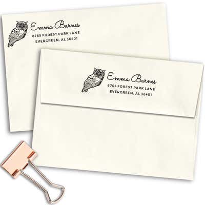 Barn Owl Animal Return Address Stamp - alternate view