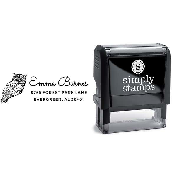 Barn Owl Animal Return Address Stamp Body and Design