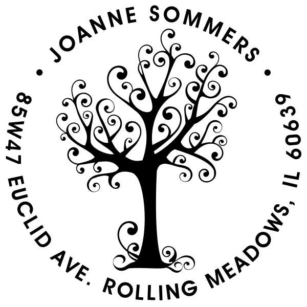Swirly Tree Round Address Stamp