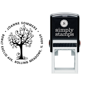Swirly Tree Round Address Stamp Body and Design