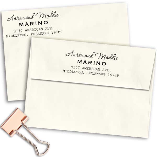 Marino Handwritten Address Stamp Imprint Examples on Envelopes