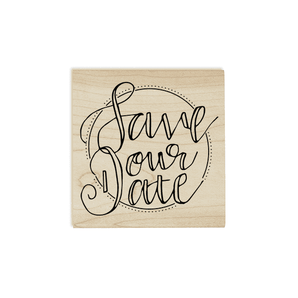 Circles and Dots Save the Date Stamp Design on Stamp Body