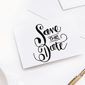 Curly Save the Date Stamp Imprint Example