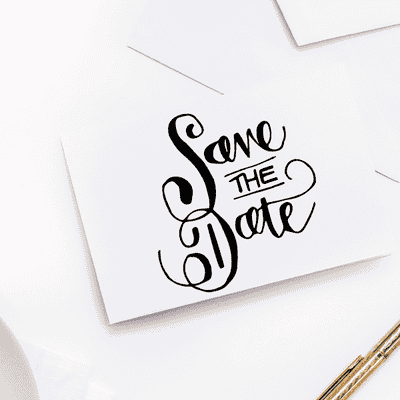 Curly Save the Date Stamp - alternate view