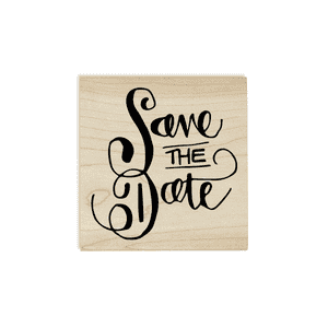 Curly Save the Date Stamp Design on Stamp Body
