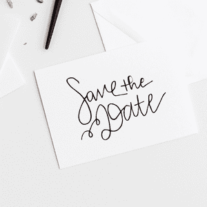 Hand Lettered Save the Date Stamp Imprint Example
