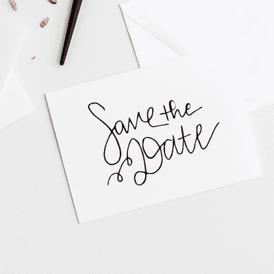 Hand Lettered Save the Date Stamp - alternate view