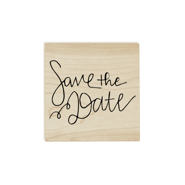 Hand Lettered Save the Date Stamp Design on Stamp Body