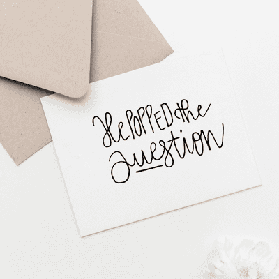 He Popped the Question Save the Date Stamp - alternate view