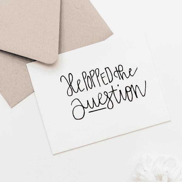 He Popped the Question Save the Date Stamp Imprint Example