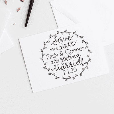 Garden Leaves Save the Date Stamp - alternate view