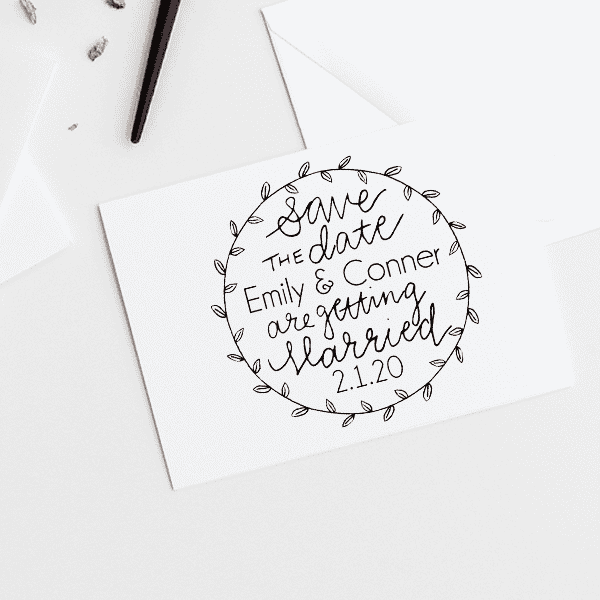 Garden Leaves Save the Date Stamp Imprint Example