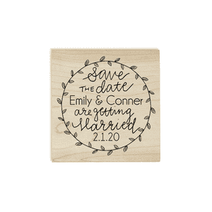 Garden Leaves Save the Date Stamp Design on Stamp Body