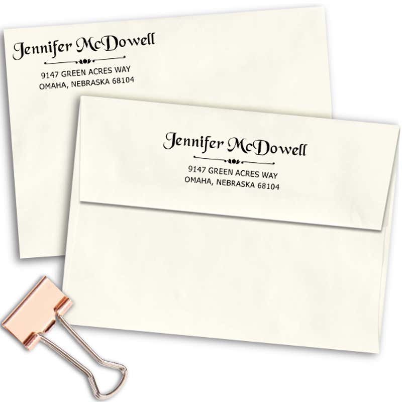 McDowell Deco Handwritten Address Stamp Imprint Examples on Envelopes
