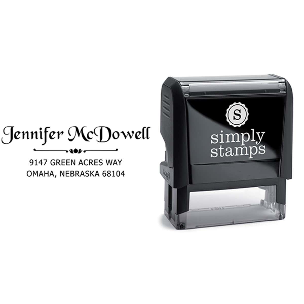 McDowell Deco Handwritten Address Stamp Body and Imprint