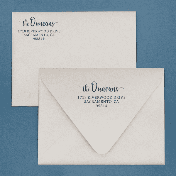 Duncan Script Address Stamp Imprint  Example