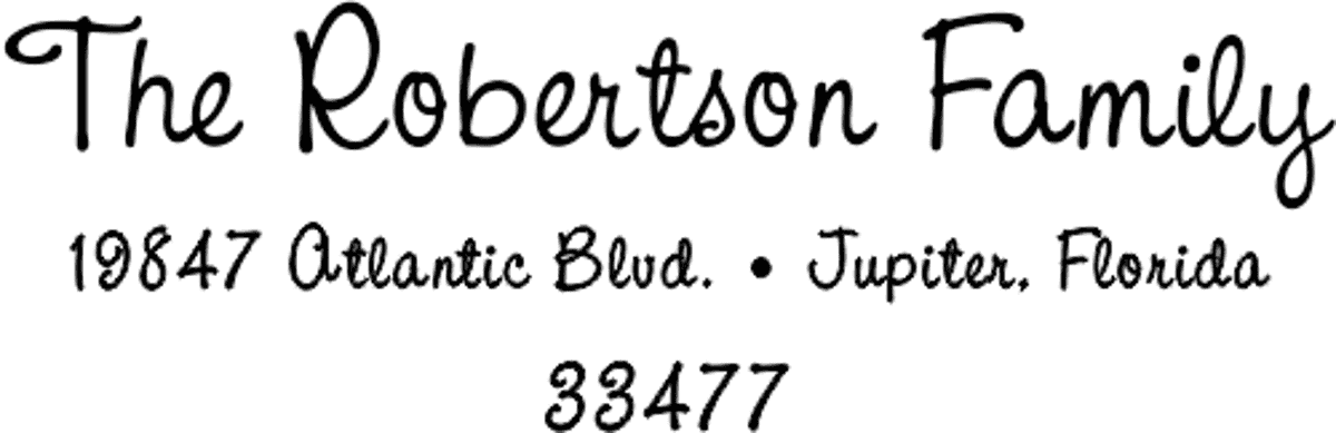 Robertson Family Handwritten Address Stamp