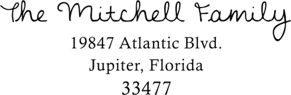 Mitchell Family Handwritten Address Stamp