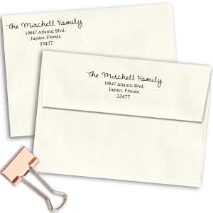 Mitchell Family Handwritten Address Stamp Imprint Examples on Envelopes