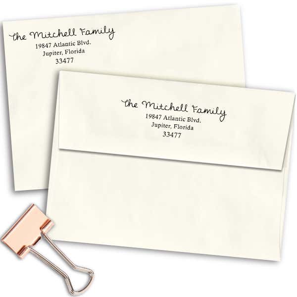 Mitchell Family Handwritten Address Stamp Imprint Examples on Envelopes
