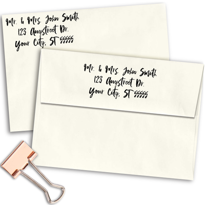 3 Line Script Address Stamp- Self Inking - alternate view