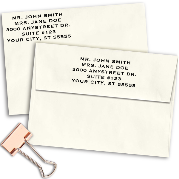 Book Style Custom 5 Line Stamp Imprint Example