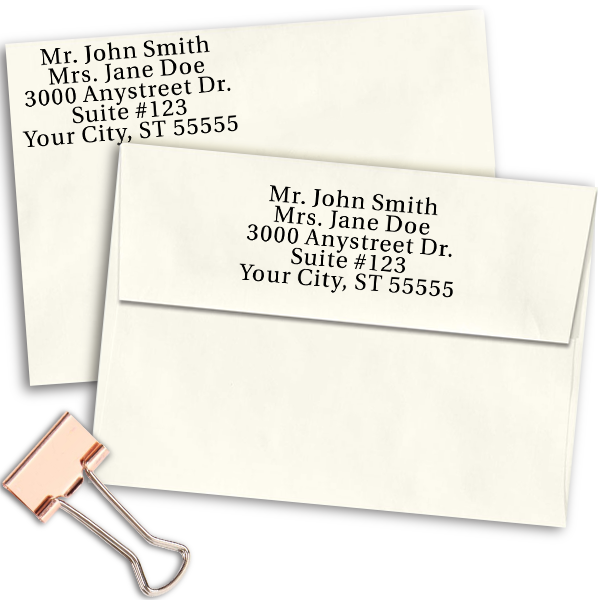 Serif Custom 5 Line Stamp Imprint Example