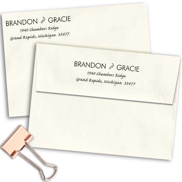 Couple Handwritten Address Stamp Imprint Examples on Envelopes