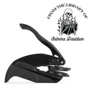 Custom book embosser body with book stamp impression 