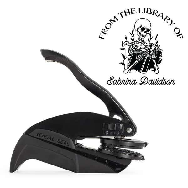 Custom book embosser body with book stamp impression 