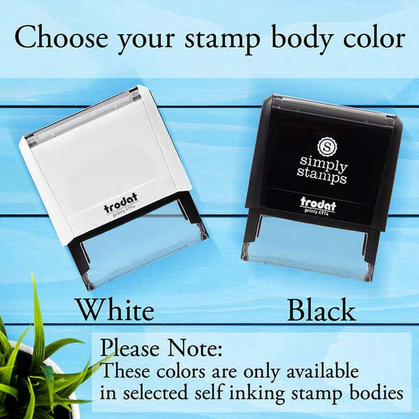 The self-inking version of the Bold Custom 3 Line Stamp stamp is available in both black and white