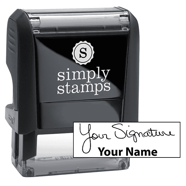 Small Signature Stamp with Name at Bottom, 1/2" x 1 1/2" Impression Size