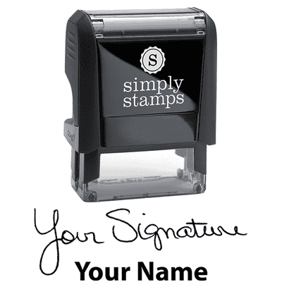 Small Signature Stamp with Name at Bottom, 1/2" x 1 1/2" Impression Size - alternate view