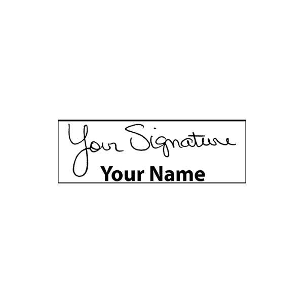 Small Signature Stamp with Name at Bottom, 1/2" x 1 1/2" Impression Size