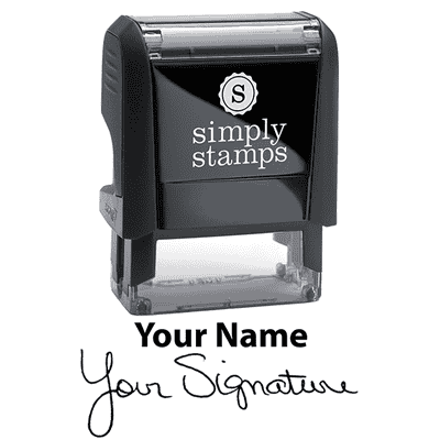 Small Signature Stamp with Name at Top, 1/2" x 1 1/2" Impression Size - alternate view