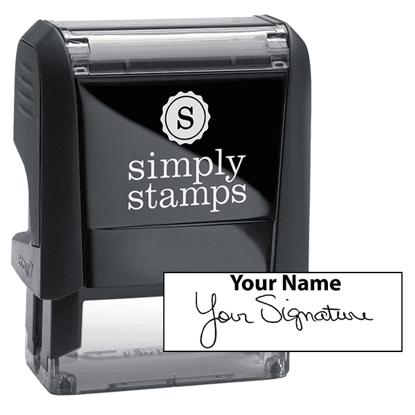 Small Signature Stamp with Name at Top, 1/2" x 1 1/2" Impression Size