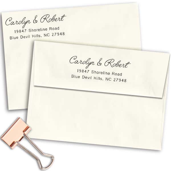 Cursive Handwritten Address Stamp Imprint Examples on Envelopes