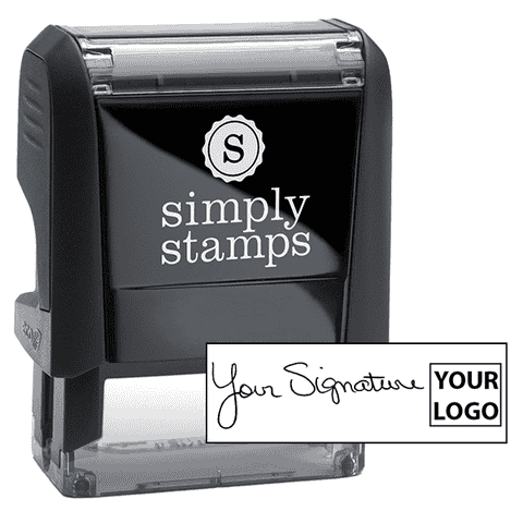 Small Right Logo Signature Stamp with 0.5" x 1.4" Impression Size