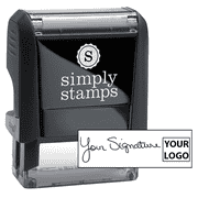Small Right Logo Signature Stamp with 0.5" x 1.4" Impression Size