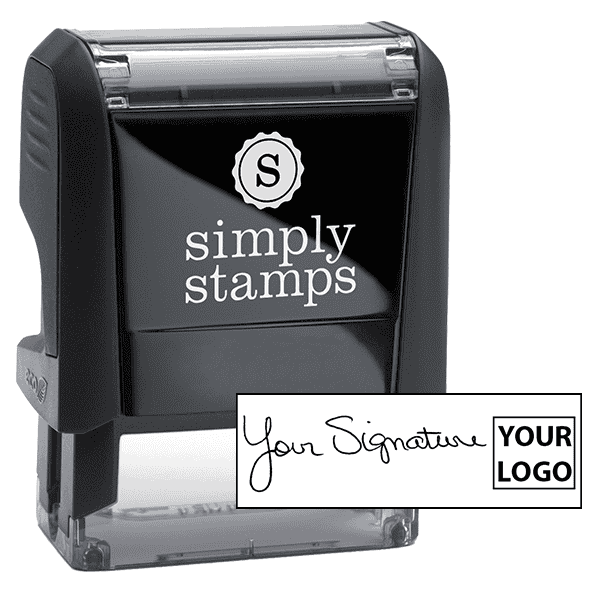 Small Right Logo Signature Stamp with 0.5" x 1.4" Impression Size