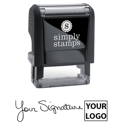 Small Right Logo Signature Stamp with 0.5" x 1.4" Impression Size - alternate view