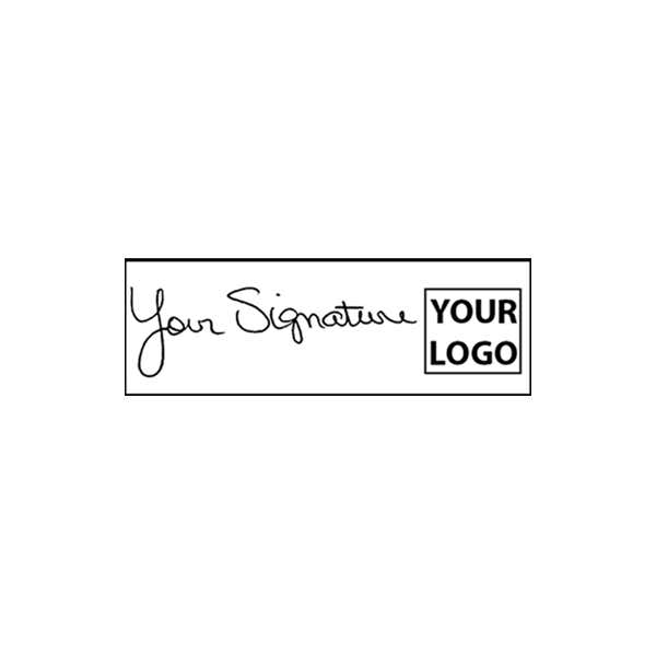 Small Right Logo Signature Stamp with 0.5" x 1.4" Impression Size