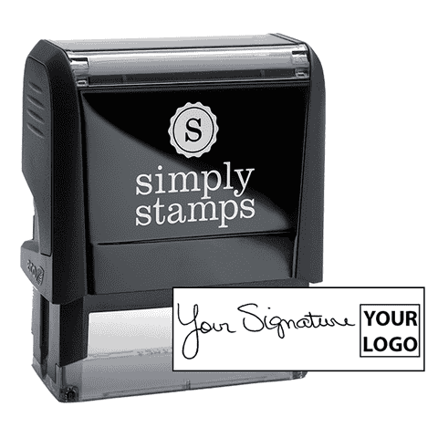 Medium Right Logo Signature Stamp with 0.65" x 1.8" Impression Size