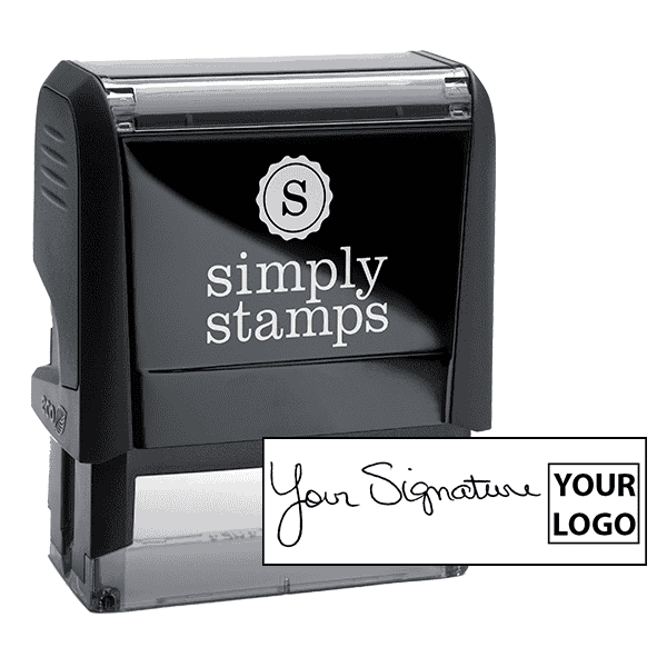 Medium Right Logo Signature Stamp with 0.65" x 1.8" Impression Size