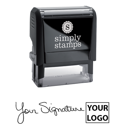 Medium Right Logo Signature Stamp with 0.65" x 1.8" Impression Size - alternate view